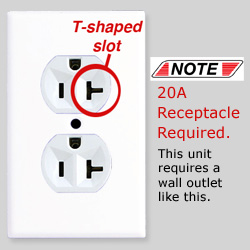 20 Amp Receptacle Required