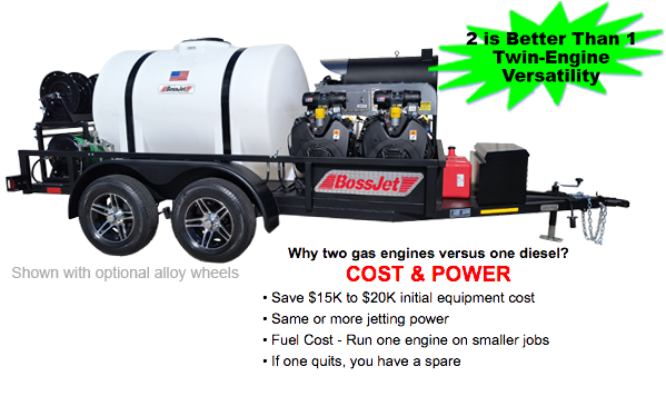 BossJet Max Kohler Powered Trailer Mounted Hot High Flow Jetter