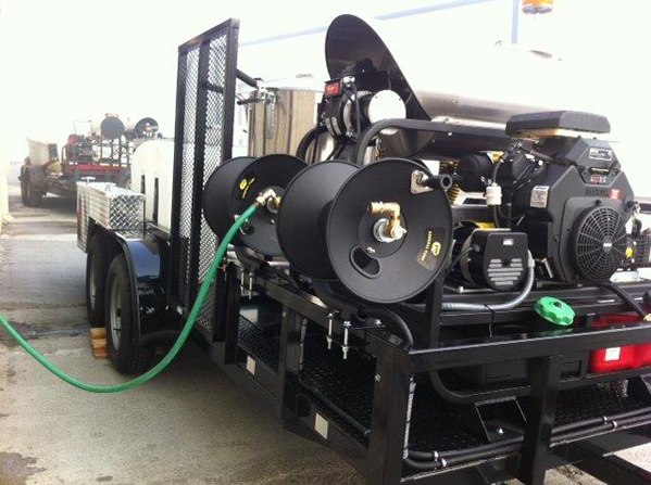 Custom Jetter Showing Motor and Hose Reels